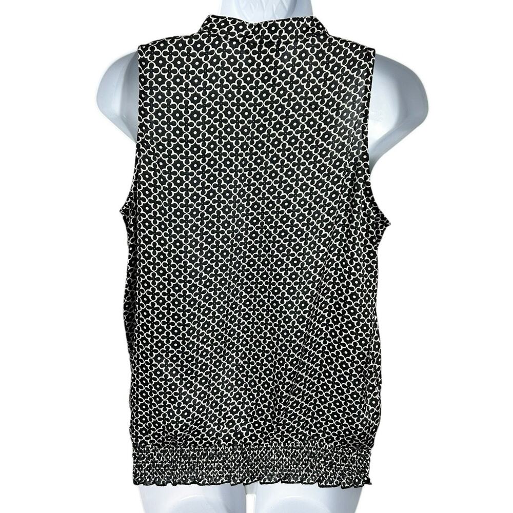 Jules & Leopold Black White Floral Blouse Sz S V-Neck Sleeveless Top Ruffle - Picture 5 of 6
